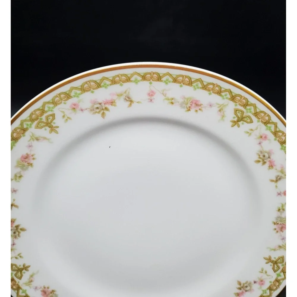 Vintage Haviland Limoges Trianon Lunch Salad Plates Set 3 Pink Rose 7.5